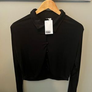 H & M cropped collared XL polyester shirt